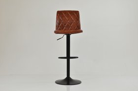 Ares Bar Stool Vintage Tan Brown Leather & Black Base