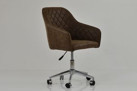 Opus Carver Office Chair Aged Brown Faux Leather & Chrome