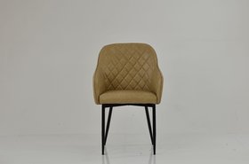 Opus Carver Dining Chair Aged Cream Leather & Black Base