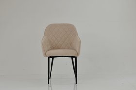 Lule Carver Dining Chair Natural Cream Fabric & Black