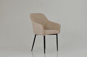 Lule Carver Dining Chair Natural Cream Fabric & Black