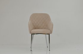 Lule Carver Dining Chair Natural Cream Fabric & Chrome