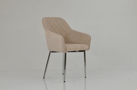Lule Carver Dining Chair Natural Cream Fabric & Chrome