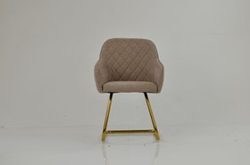 Frome Dining Chair Fawn Brown Fabric & Gold