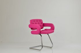 Parga Office Chair Hot Pink Leather & Chrome