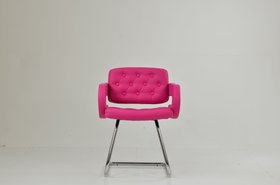 Parga Office Chair Hot Pink Leather & Chrome