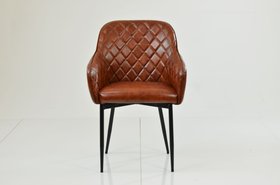 Opus Carver Dining Chair Vintage Brown Leather & Black Base