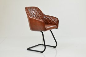 Campo Dining Chair Vintage Brown Leather & Black Base