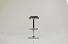 American Diner Bar Stool Black Leather & Chrome