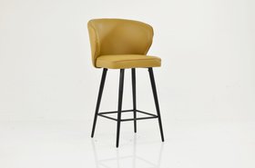 Colby Bar Stool Light Tan Brown Leather & Black