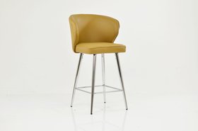 Jarrow Bar Stool Light Tan Brown Leather & Chrome