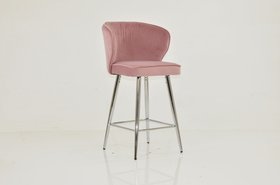 Jarrow Bar Stool Pink Velvet & Chrome