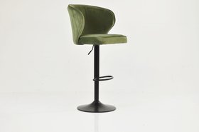 Hexham Bar Stool Olive Green Velvet & Black