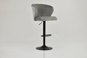 Hexham Bar Stool Light Grey Velvet & Black
