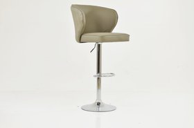 Asham Bar Stool Taupe Leather & Chrome