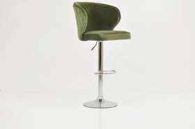 Asham Bar Stool Olive Green Velvet & Chrome