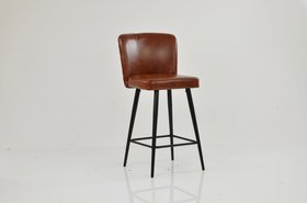 Dutton Bar Stool Vintage Brown Leather & Black