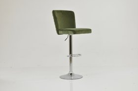 Penwith Bar Stool Olive Green Velvet & Chrome