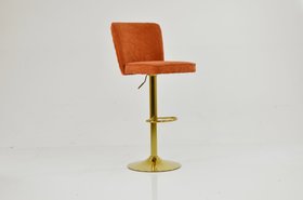 Marazion Bar Stool Orange Fabric & Gold