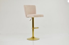 Marazion Bar Stool Natural Cream Fabric & Gold