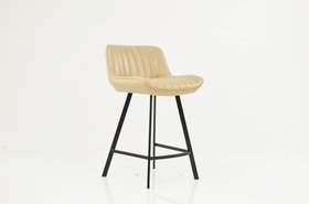 Islay Bar Stool Aged Cream Leather & Black 75cm