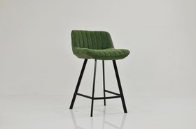 Islay Bar Stool Aged Olive Green Leather & Black 75cm