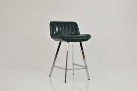 Islay Bar Stool Forest Green Leather & Chrome 75cm