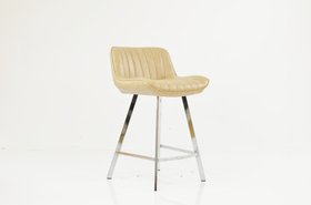 Islay Bar Stool Aged Cream Leather & Chrome 75cm