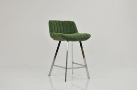 Islay Bar Stool Aged Olive Green Leather & Chrome 75cm