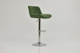 Perth Bar Stool Aged Olive Green Leather & Chrome Base