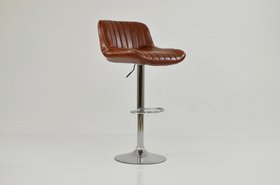 Perth Bar Stool Vintage Brown Leather & Chrome Base