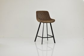 Matteo Bar Stool Aged Brown Leather & Black 65cm