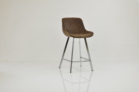 Matteo Bar Stool Aged Brown Leather & Chrome 65cm