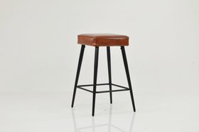 Swan Bar Stool Vintage Brown Leather & Black