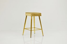Moon Bar Stool Camel Velvet & Gold