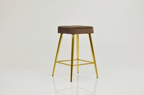 Moon Bar Stool Mocha Velvet & Gold
