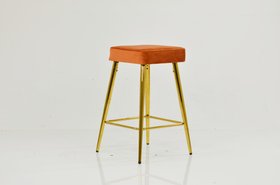 Moon Bar Stool Burnt Orange Velvet & Gold