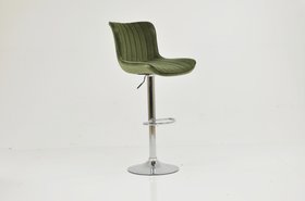 Torbay Bar Stool Olive Green Velvet & Chrome