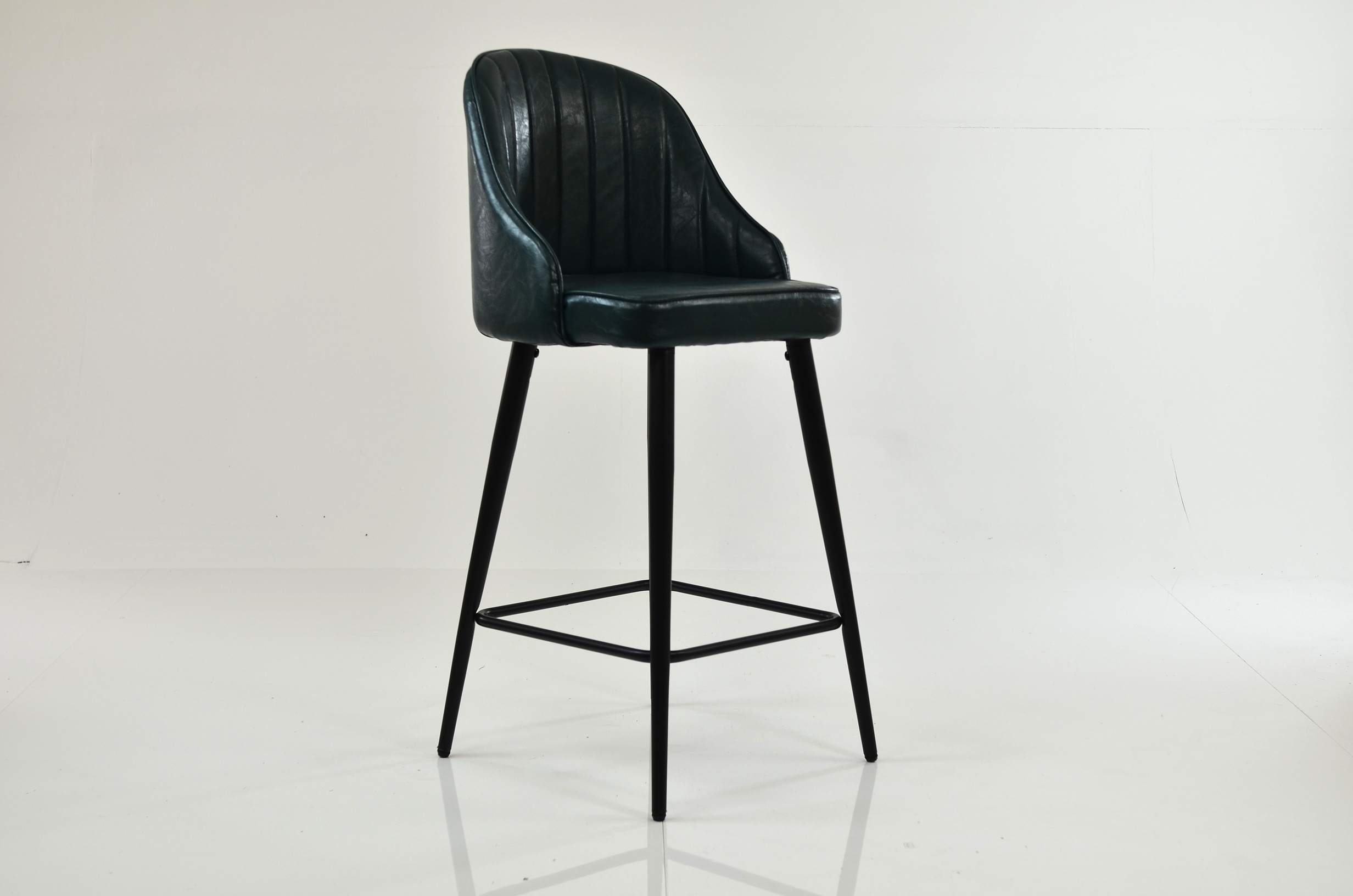 Hanna Bar Stool Forest Green Leather & Black Leg
