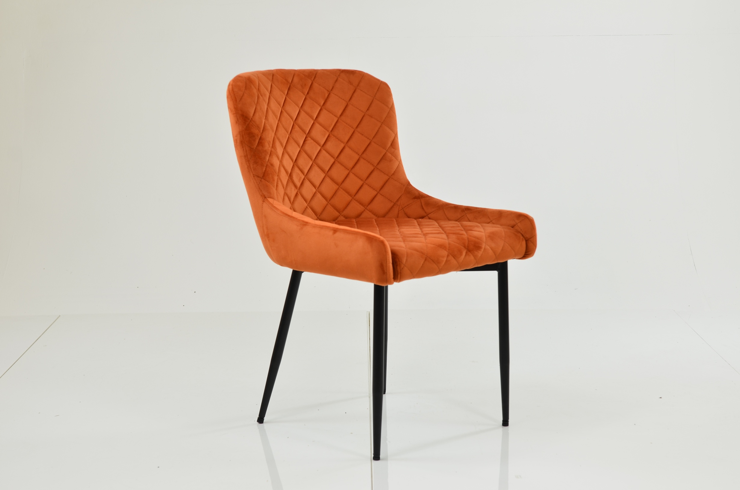 Heron Dining Chair Burnt Orange Velvet & Black Legs