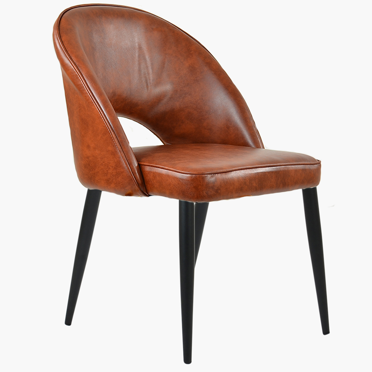 Flair Dining Chair Tan Brown Faux Leather & Black Legs