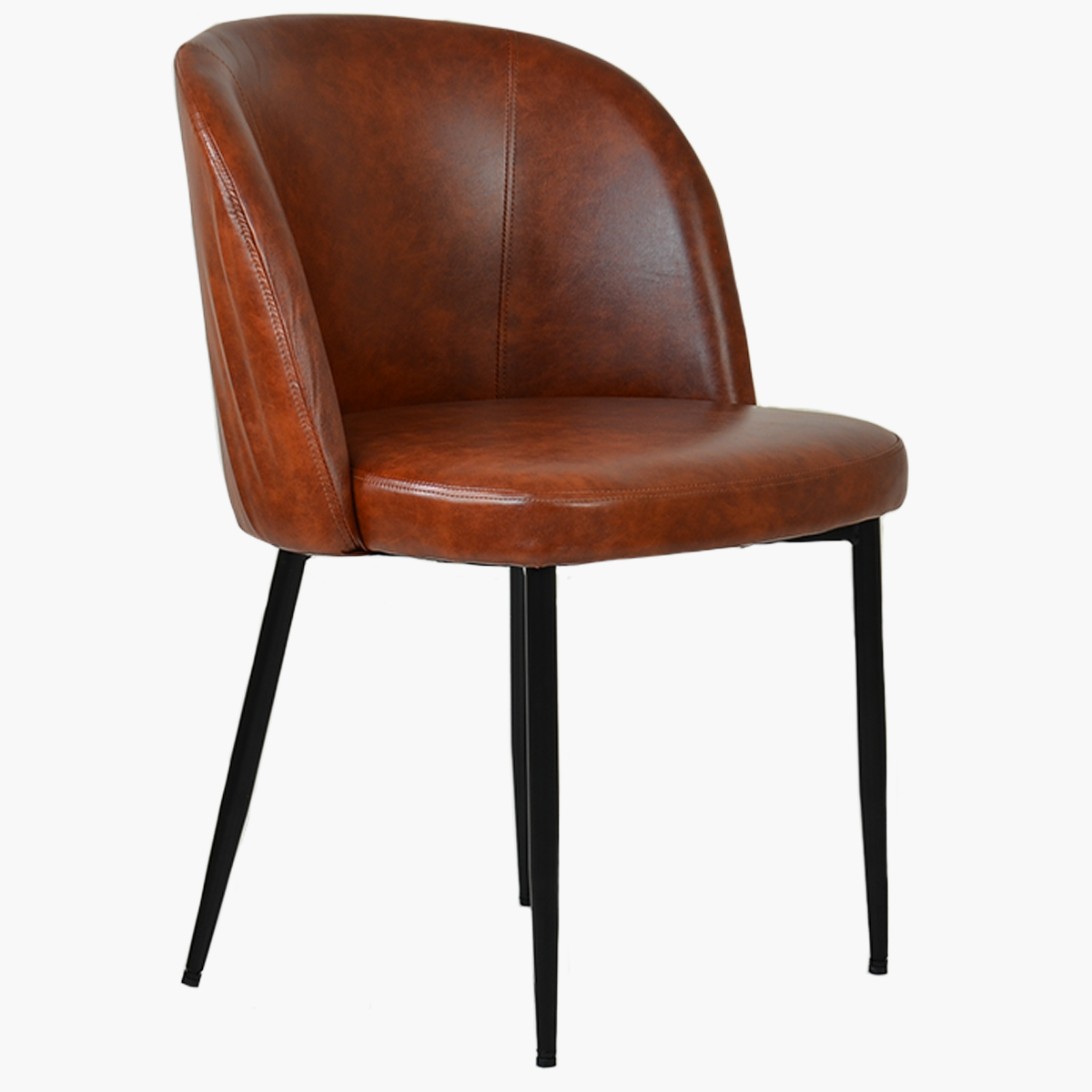 Montadale Dining Chair Tan Brown Faux Leather & Black Legs