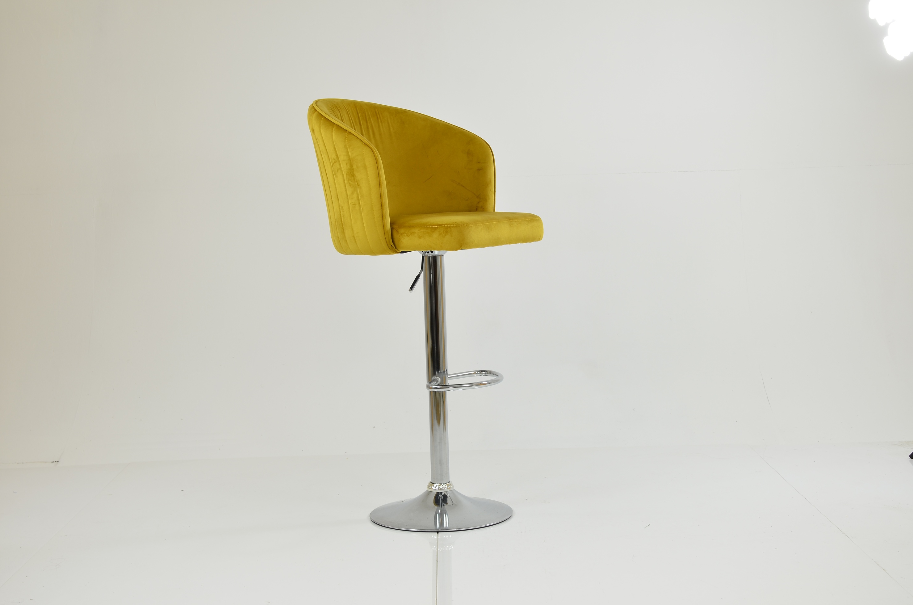 Kenton Bar Stool Yellow Velvet & Chrome Base