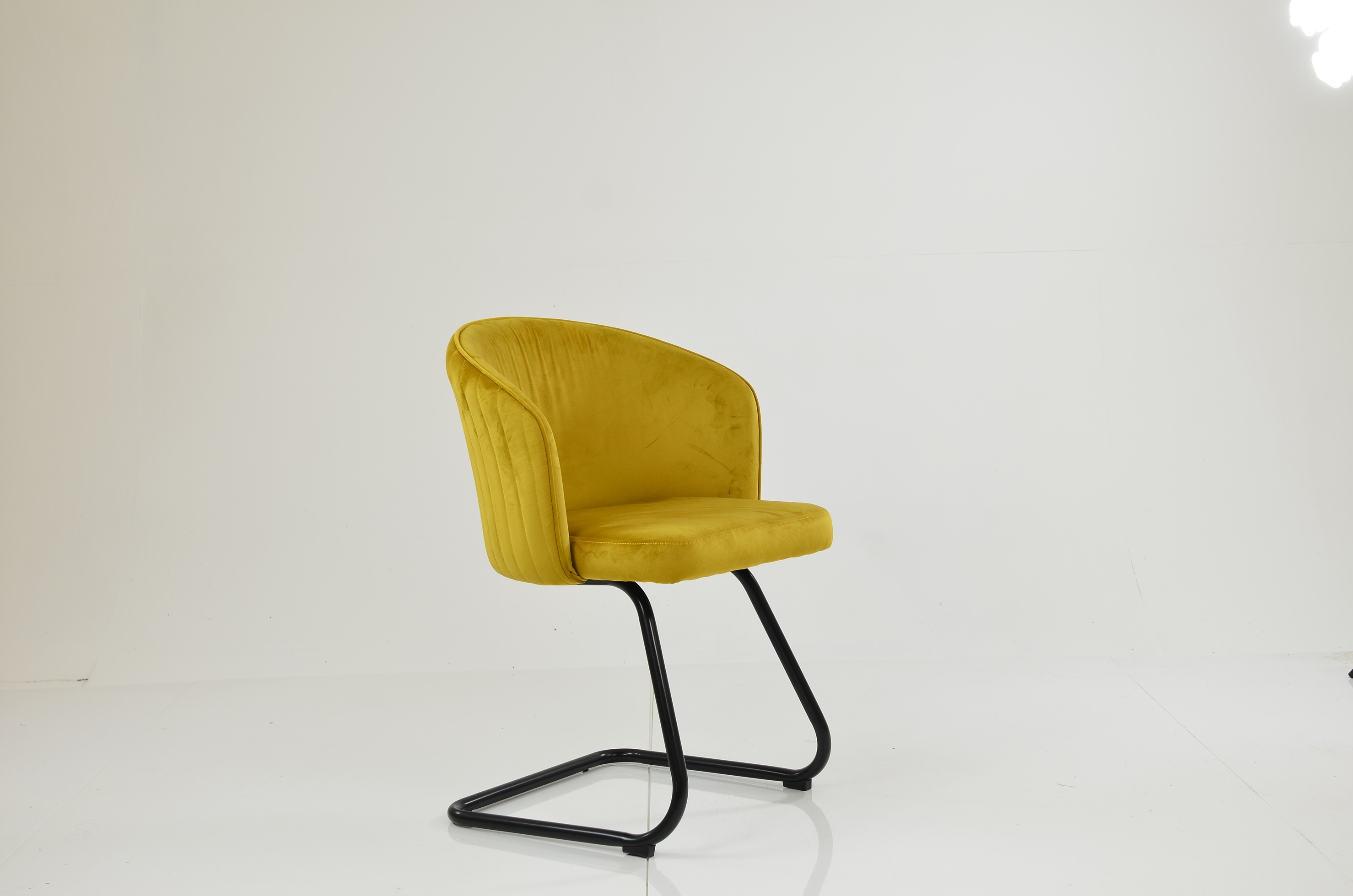 Robyn Dining Chair Yellow Velvet & Black Base
