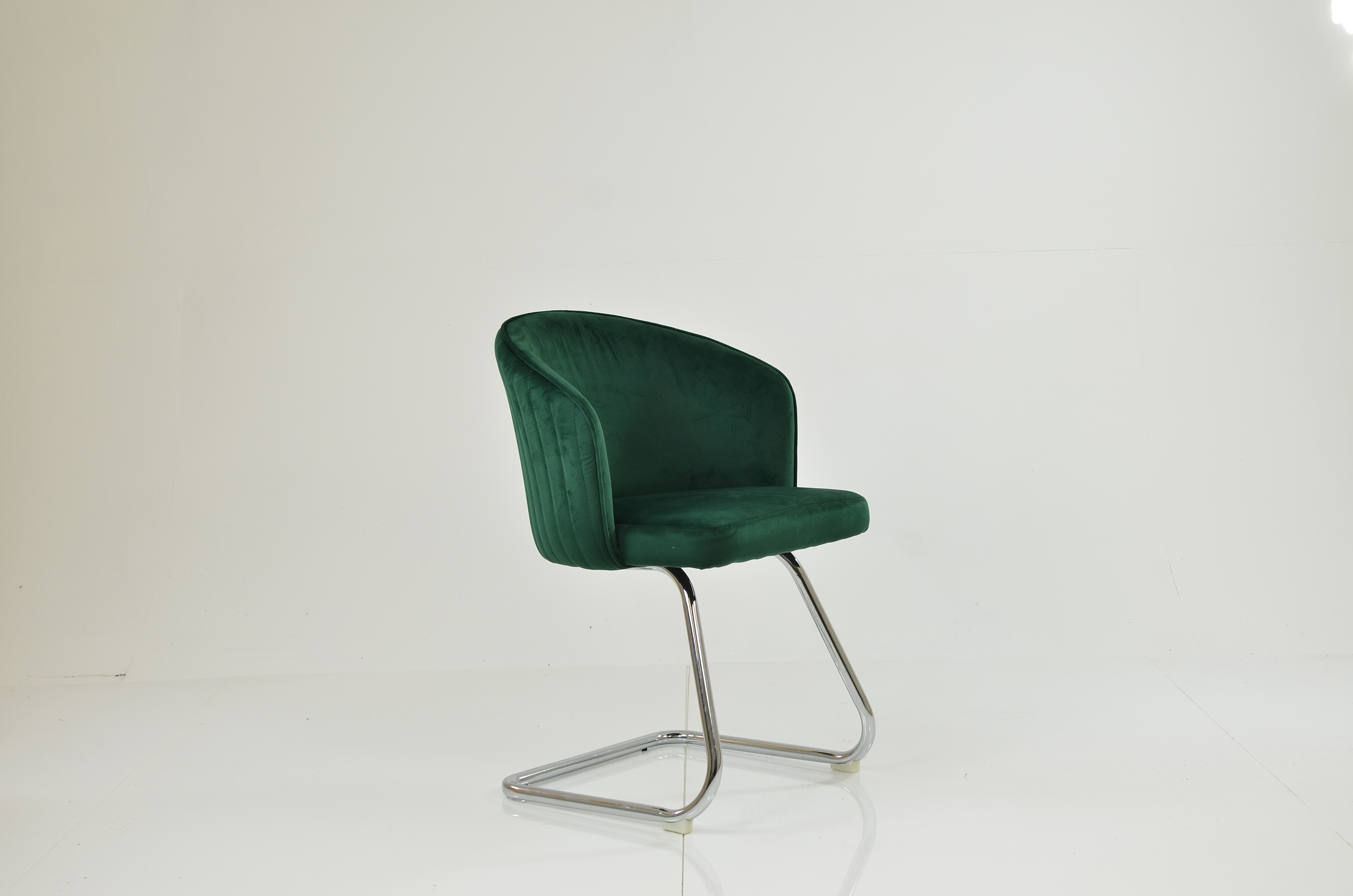 Flek Dining Chair Emerald Green Velvet & Chrome