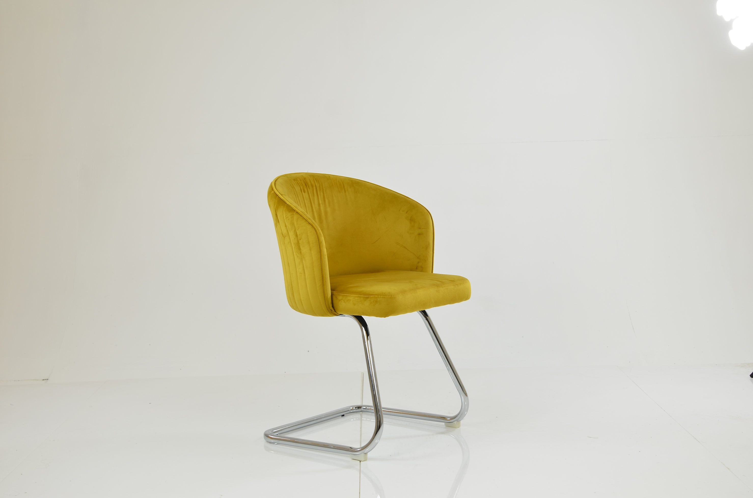 Flek Dining Chair Yellow Velvet & Chrome