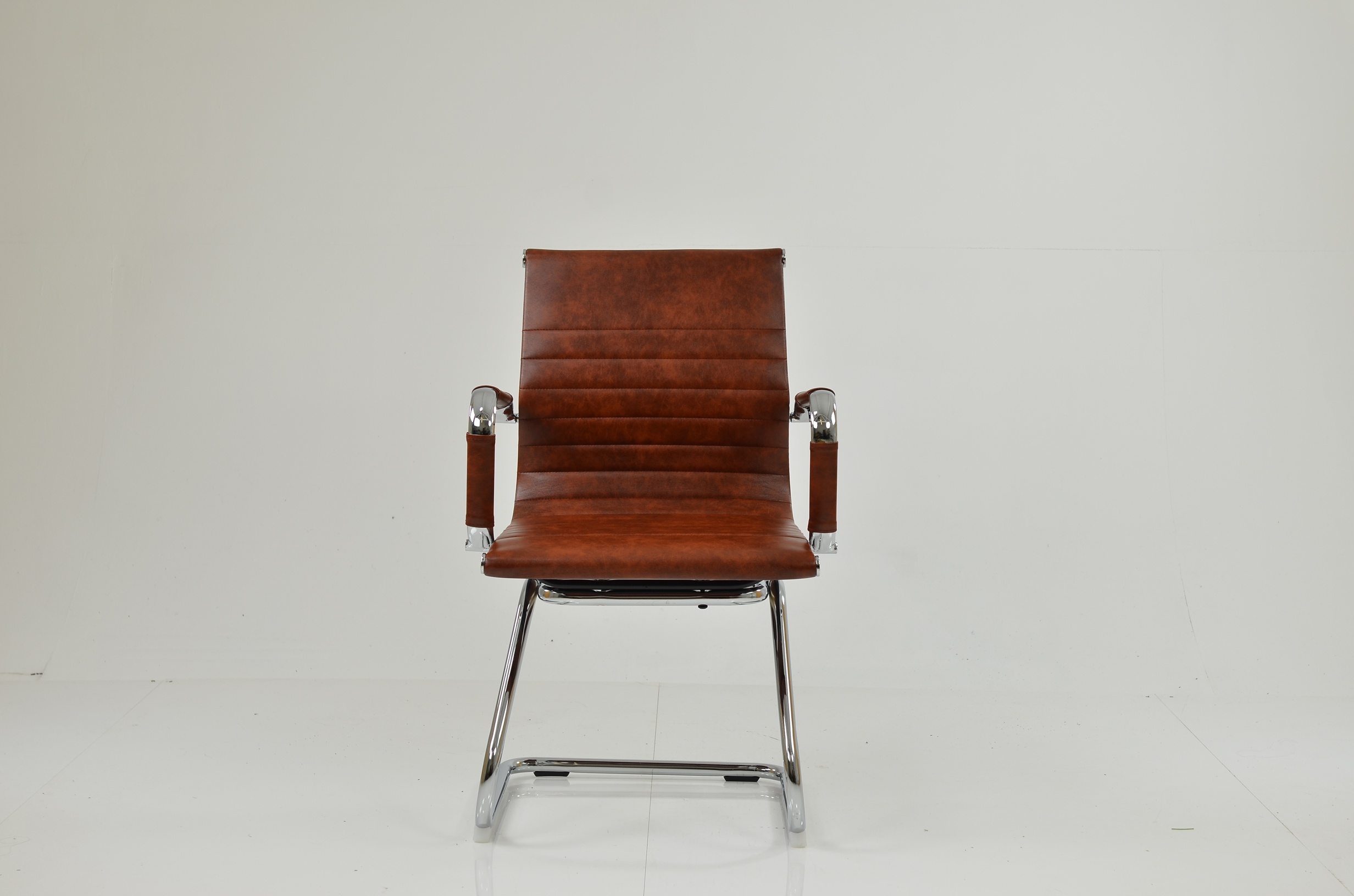 Howden Office Chair Vintage Tan Brown Faux Leather & Chrome