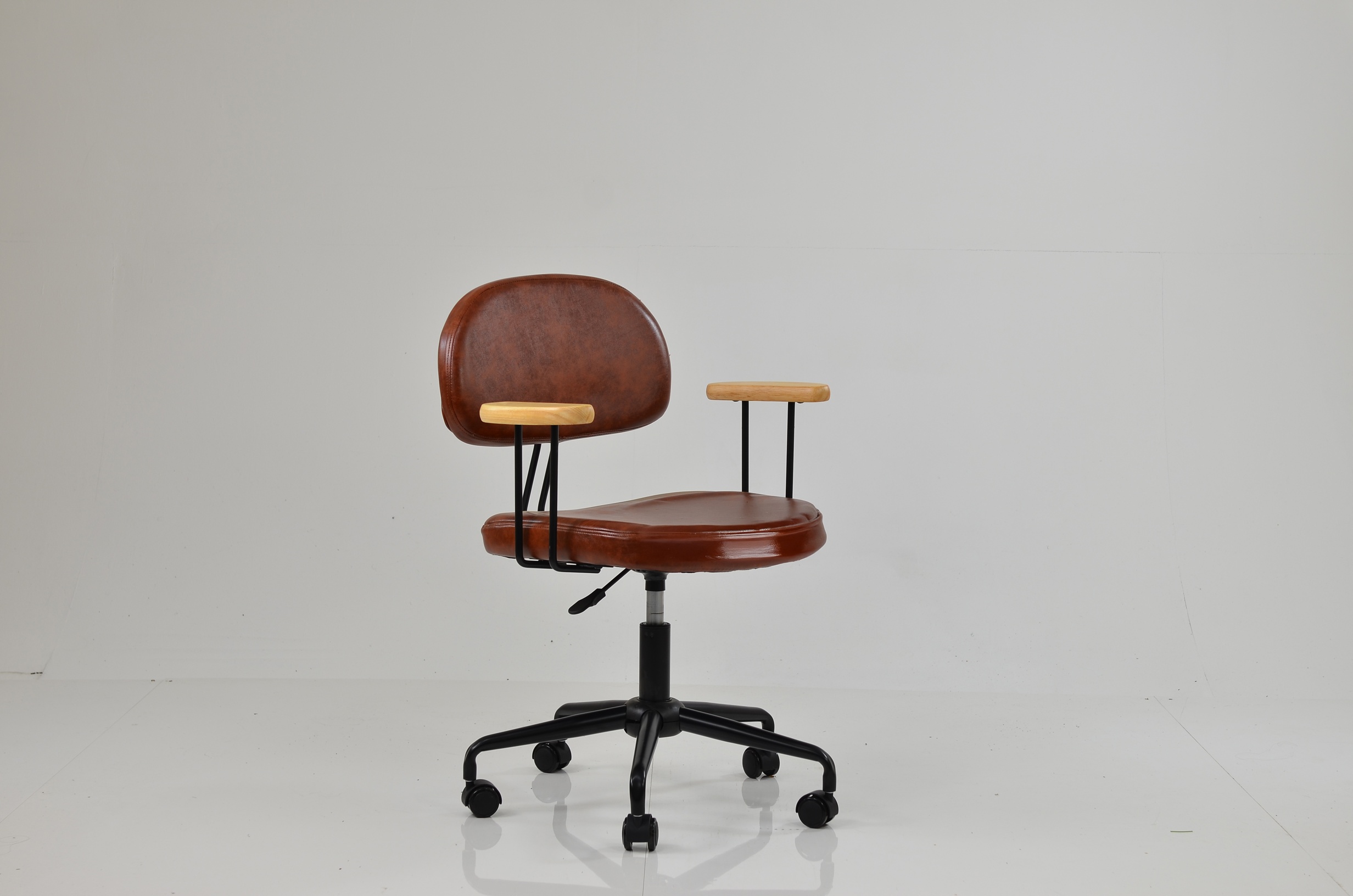 Laxi Office Chair Vintage Tan Brown Faux Leather & Black