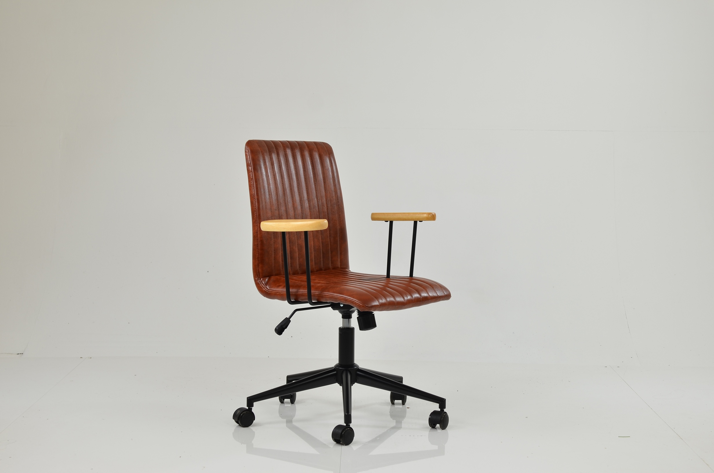 Folix Office Chair Vintage Tan Brown Faux Leather & Black