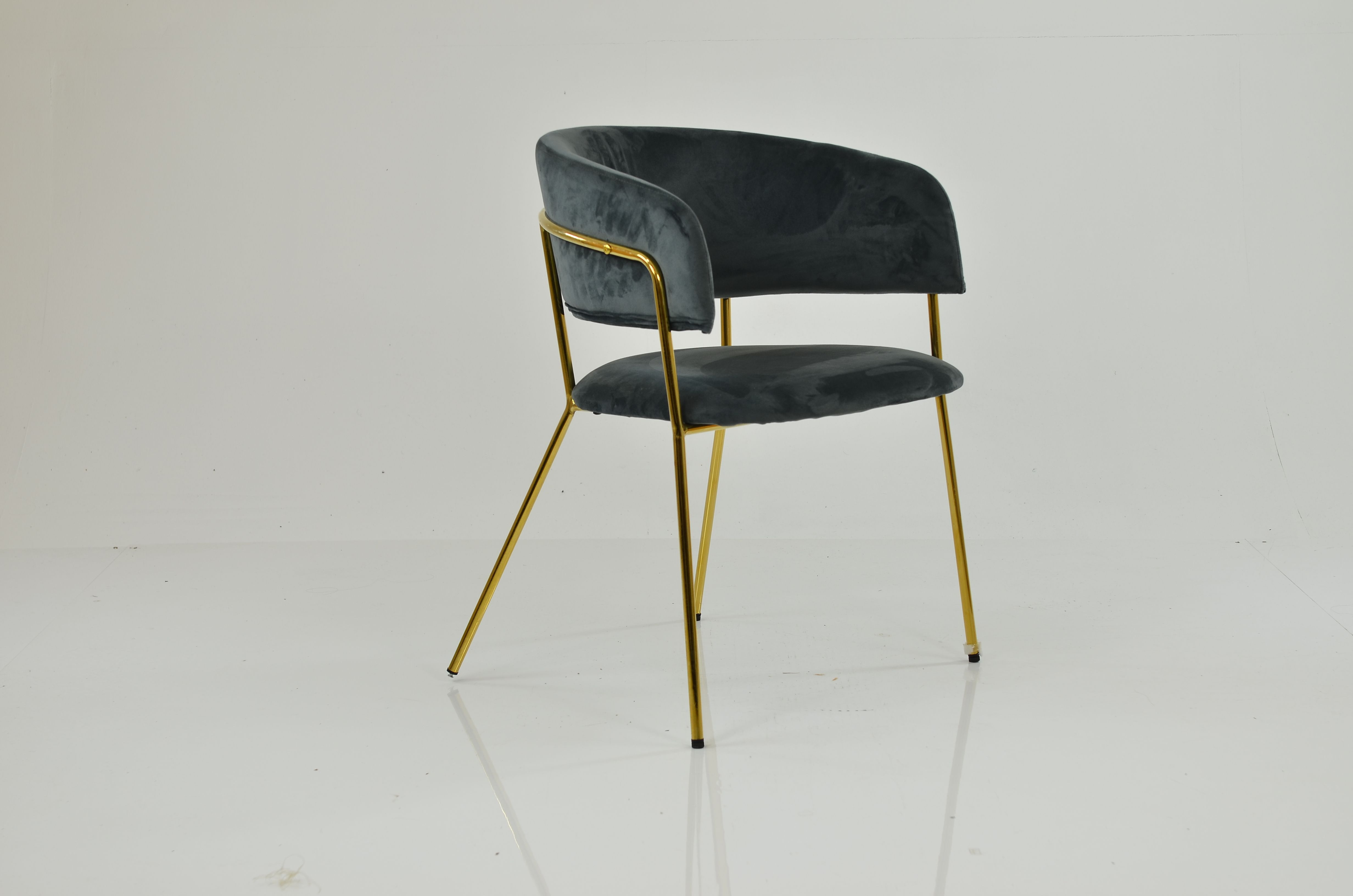 Texel Dining Chair Dark Grey Velvet & Gold